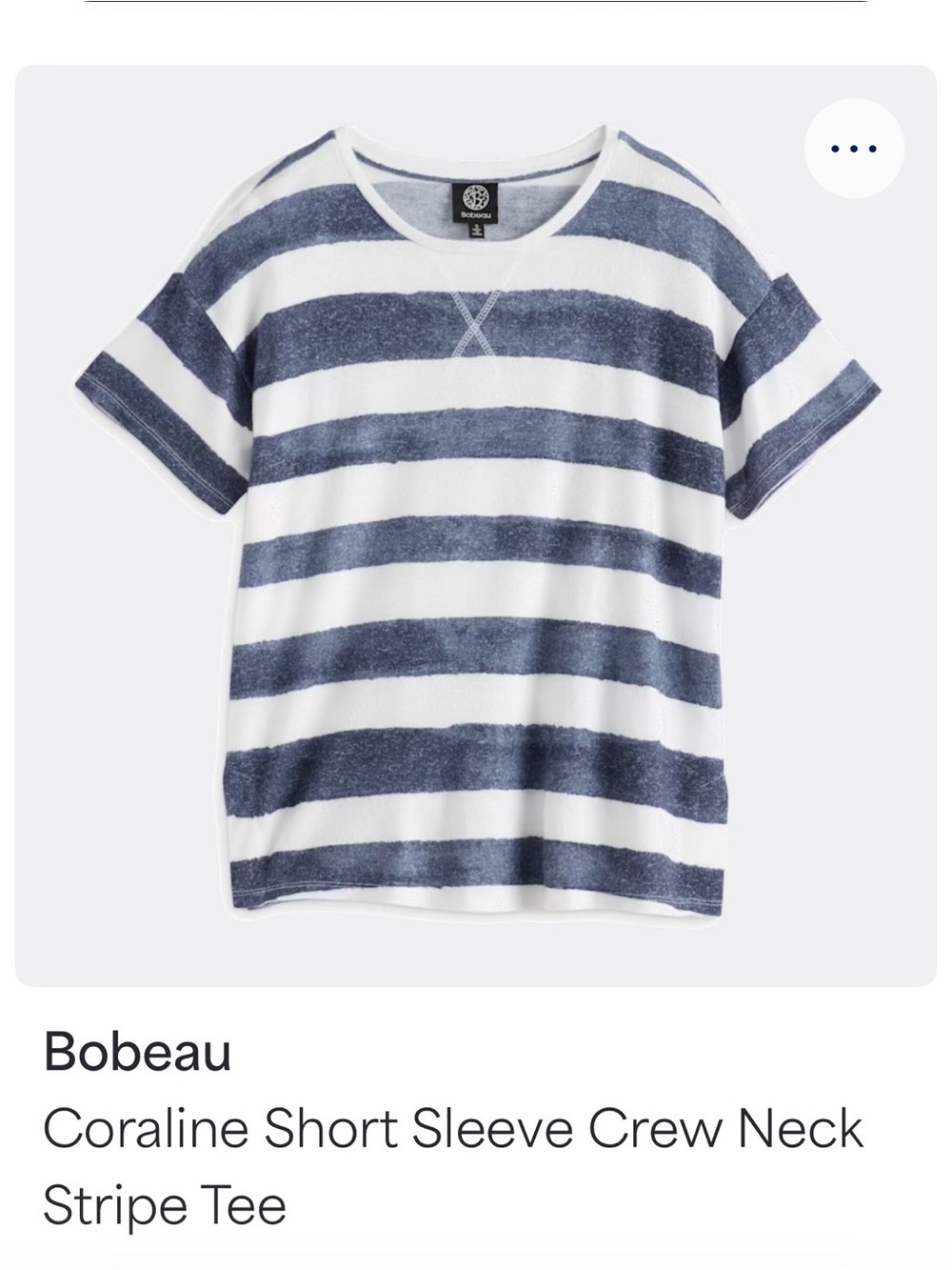Bobeau Coraline Short Sleeve Crew Neck Stripe Tee - Navy/White